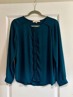 LOFT Teal Blouse - Petite Medium